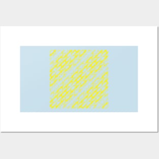 Abstract Diagonal Bright Yellow Shark Pattern on default Aqua background Posters and Art